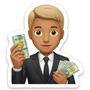 Yakuza holding money and phone sticker