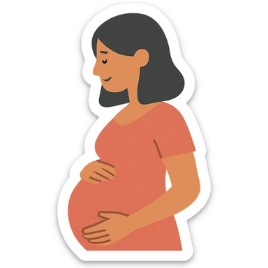 flat design style pregnant woman with black hair sticker