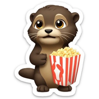 A sadotter holding popcorn sticker