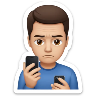 An 😀 with mobile sad sticker
