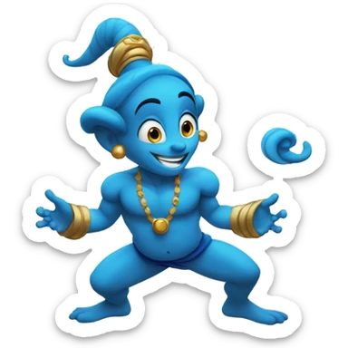 Blue genie from Aladdin white border sticker
