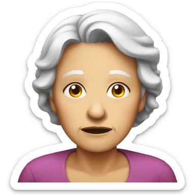 Senior woman sad face sticker
