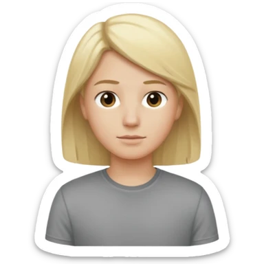 Create a person who is standing still, doing nothing, with blond hair, in the iOS 18 style. sticker
