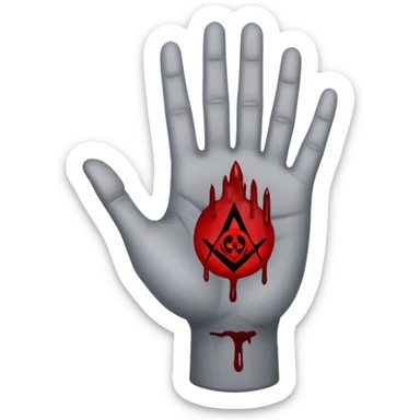 bloody grey hand with an occult symbol on the palm sticker