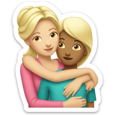 Blonde Mother huggings with a girl sticker