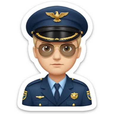 Officer with peaked cap + aviator sunglasses, half body sticker