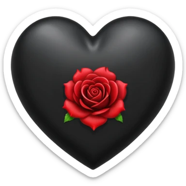 heart with a black rose petal sticker