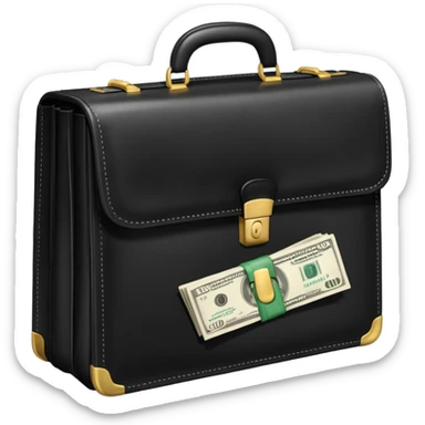 maletin cerrado que se le escapan un par de billetes por los costados sticker