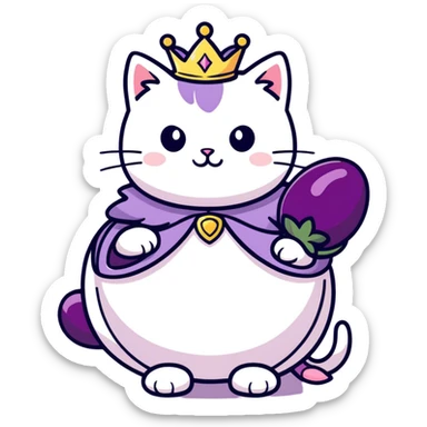 Katze mit Aubergine und Prinzessin köstum sticker