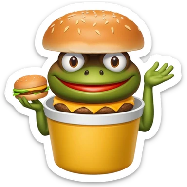 bufo offering a bucket of mcd burger sticker