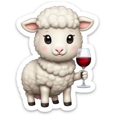 Little lamb drinking wine sticker