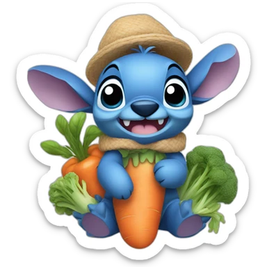 Stitch qui mange des carottes sticker