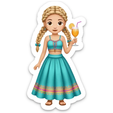 una chica con trenzas en un chiringuito de fiesta la chica muy delgada sticker