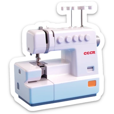 Overlockers with a polished, glossy, 3D look, featuring a simplified overlocker outline. sticker