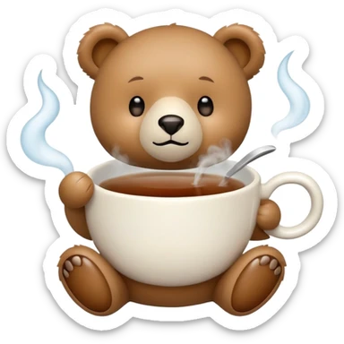 Un peluche de oso en una taza de té  sticker