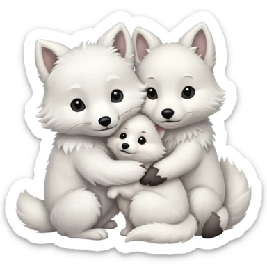 Arctic fox and white dog hugging  sticker