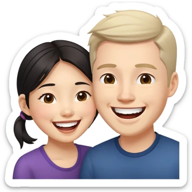 Asian girl and white guy laughing together sticker