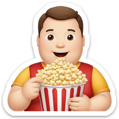 fat person eating popcorn sticker