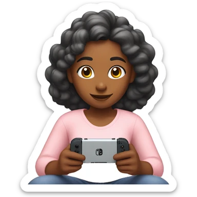 Self care girl playing nintendo switch sticker