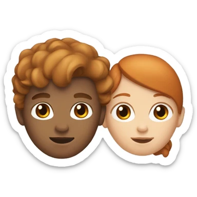 brunette girl and ginger boy sticker