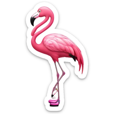 A pink flamingo with tap-dancing shoes sticker