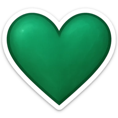 heart with a vivid emerald green color, digital illustration, no background sticker