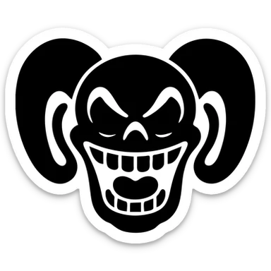 Render the referenced image as a solid black filled icon style. Keep the main shapes and features recognizable, with no color or outline, and no background. The subject must be fully inside the image borders. sticker