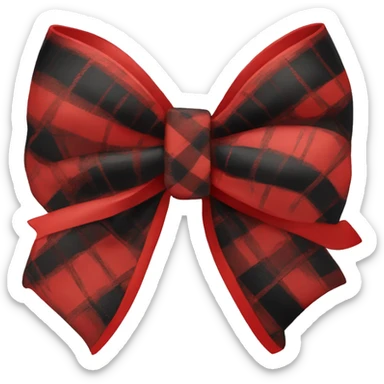 red and black plaid bow  sticker