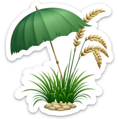 Tall reed-like papyrus plant with feathery tops, green stems and umbrella-shaped foliage sticker