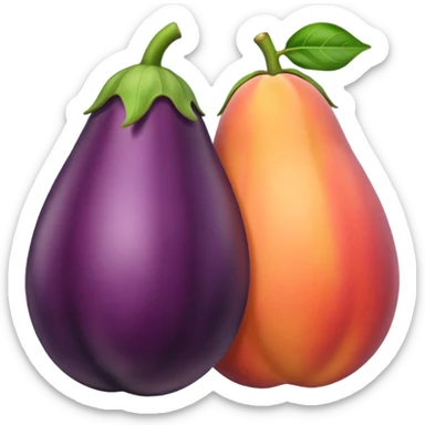 Eggplant loving a peach sticker