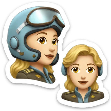 Soviet female pilot golden hair blue ayes Brown goggles sticker