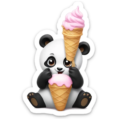Panda eating ice cream sticker