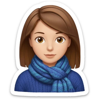  Woman with brown bobbed  hair and highlights light brown eyes no glasses Knitting emoji sticker