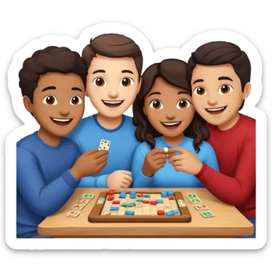 Four friends playing board game sticker