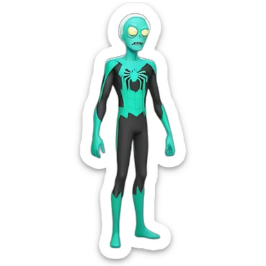 Rick and morty spiderman outfit sticker