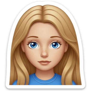 White girl with freckles and long dark blonde hair sticker