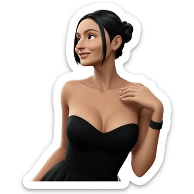 smiling girl in black dress sticker