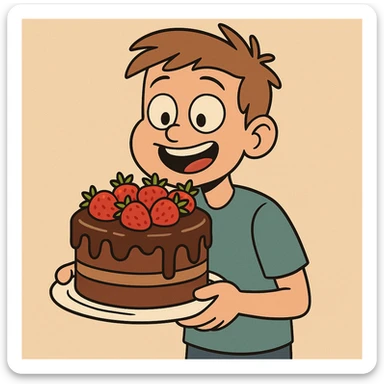The chocolate strawberry cake a boy  sticker