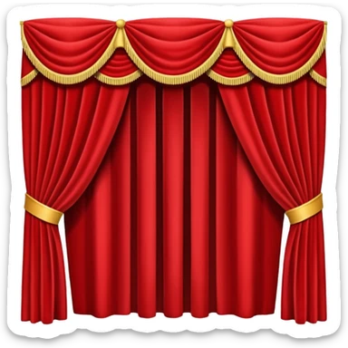 Simple, opened red theatre curtains with black background  sticker