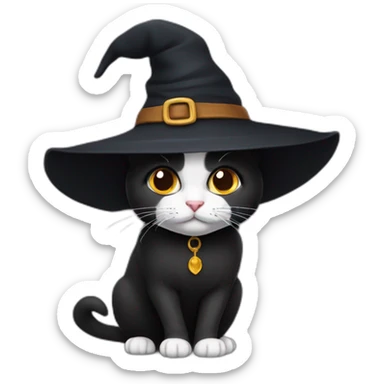 gato negro con gorro de bruja sticker