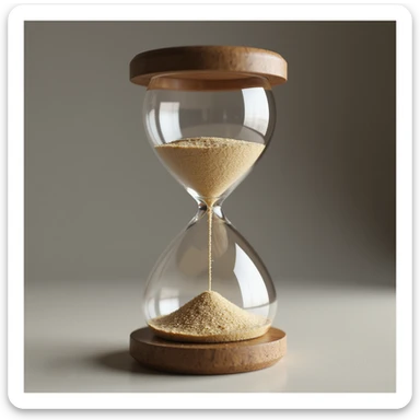 hyperrealistic 3D hourglass, 4K, precise details of glass and sand, photographic render sticker