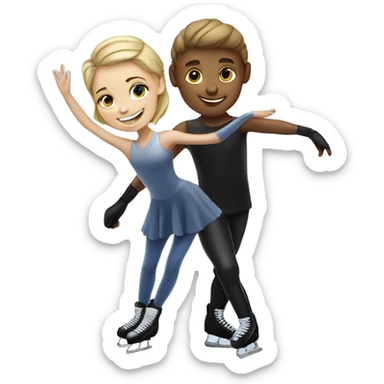 Figure skater girl with hockey player boy sticker