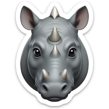 cinematic-noble--rhinoceros-portrait-emoji,slate-grey-hide-poised-and-regal,-with-a-massive,-powerful-build-and-a-thick,--deep-set-soulful-piercing-eyes,-simplified-yet-sharp-and-sophisticated-features,-highly-detailed,-large-black-eyes, white horn sticker