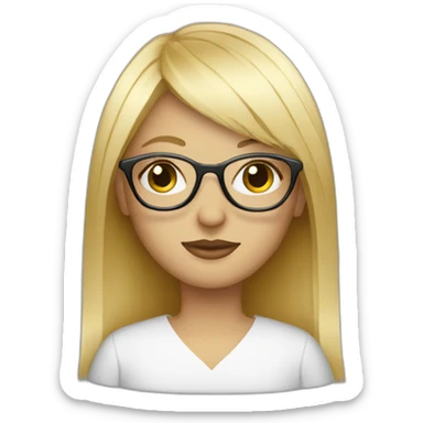 blonde designer with glasses and fringe sticker