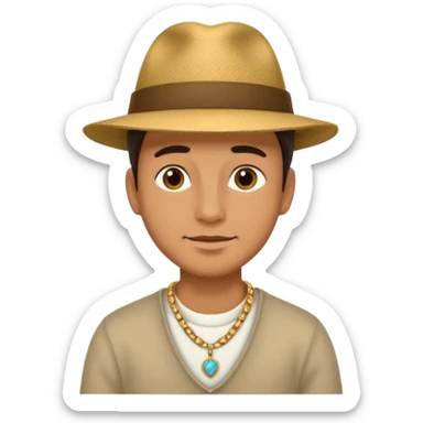 photo of a man's head wearing a hat and some neck accessories sticker