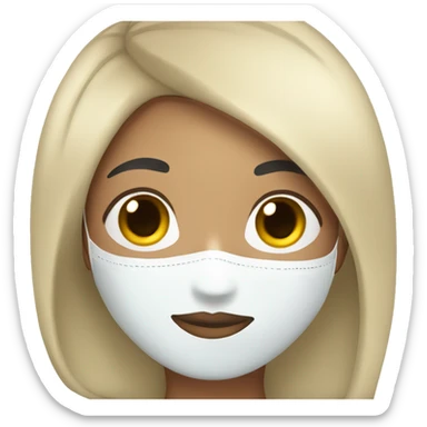 Light skin girl with straight black hair with spa mask on sticker