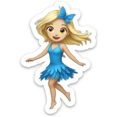 blonde girl dancing in a blue bird costume sticker