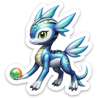 Shiny Bubbly Scaly Colorful Spotted Striped Colorful-Fruity-Splash-marked Meloetta-Kyurem-Dialga-Suicune-Pteromon-hybrid sticker
