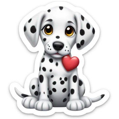 Dalmatian puppy holding a heart in its paws sticker