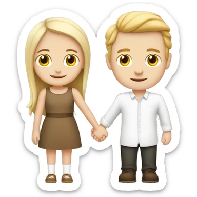 A small European white girl and a tall European white boy holding hands sticker